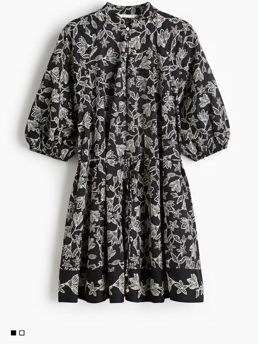 H&M Black Dress with White Floral Print